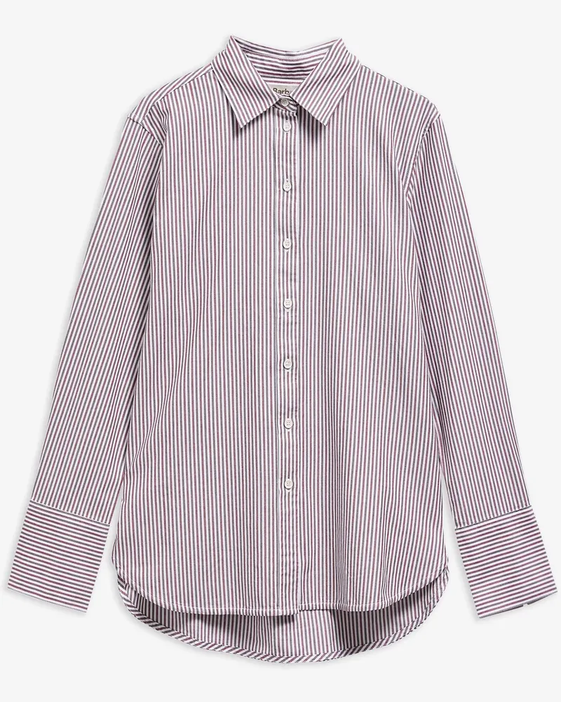 Barbour Damenbluse mit Lyocell, Stretch und Streifenmuster, Relaxed Fit in Berry