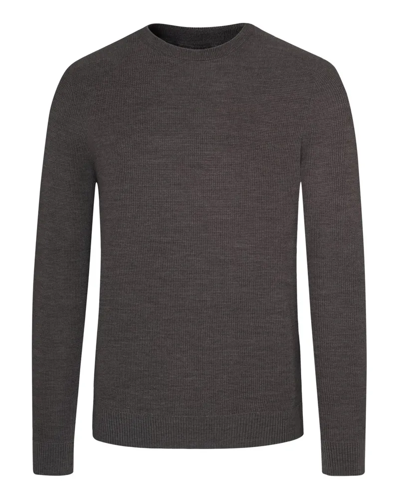 Tom Rusborg Softer Pullover aus Merinowolle mit O-Neck und Kaschmiranteil in Dunkelbraun