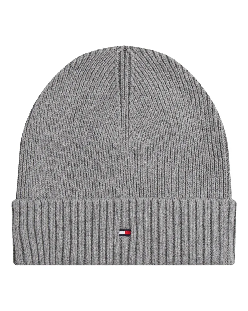 Tommy Hilfiger Strickmütze aus Pima-Baumwolle mit Kaschmiranteil in Grau