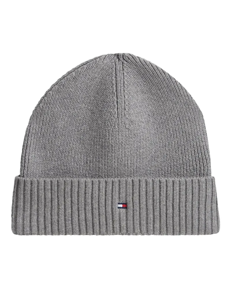 Tommy Hilfiger Strickmütze aus Pima-Baumwolle mit Kaschmiranteil in Grau