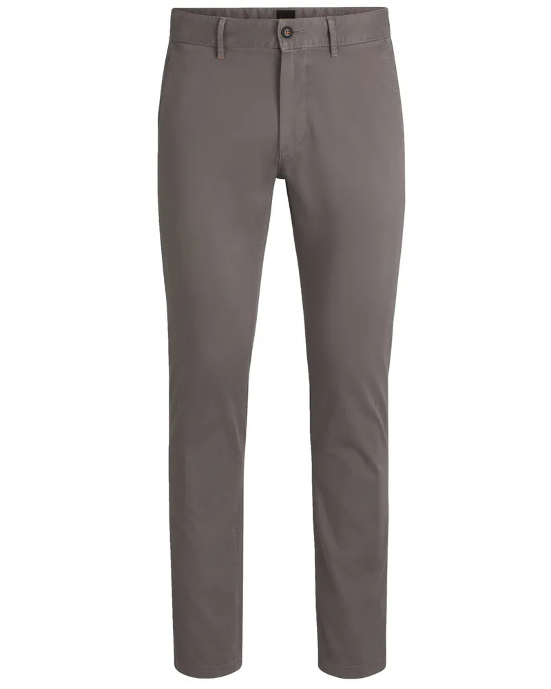 HUGO BOSS Chino mit Stretchanteil, Slim Fit in Mittelgrau