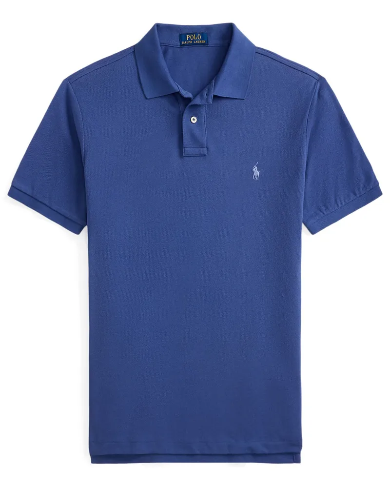 Ralph Lauren Piqué-Poloshirt mit Pony-Stickerei, Custom Slim Fit in Königsblau