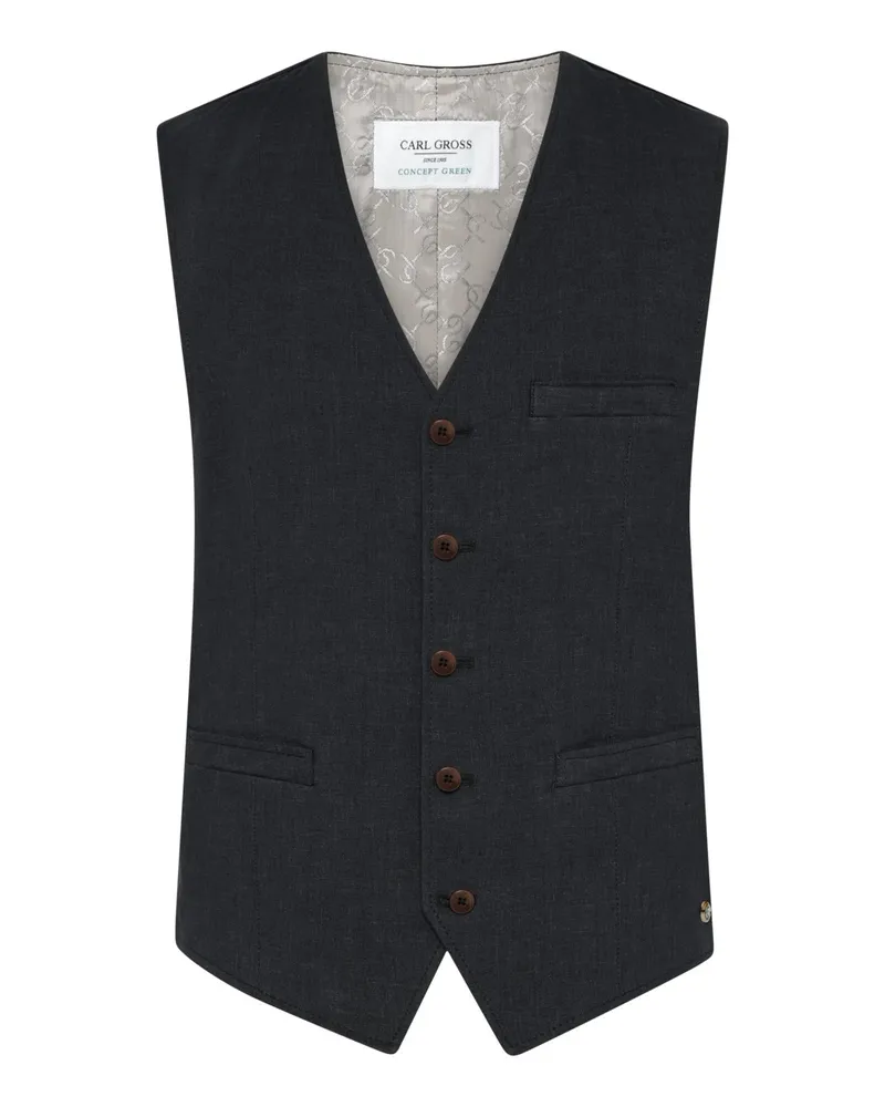 Carl Gross Kombiweste aus Leinen mit Taschen in Schwarz