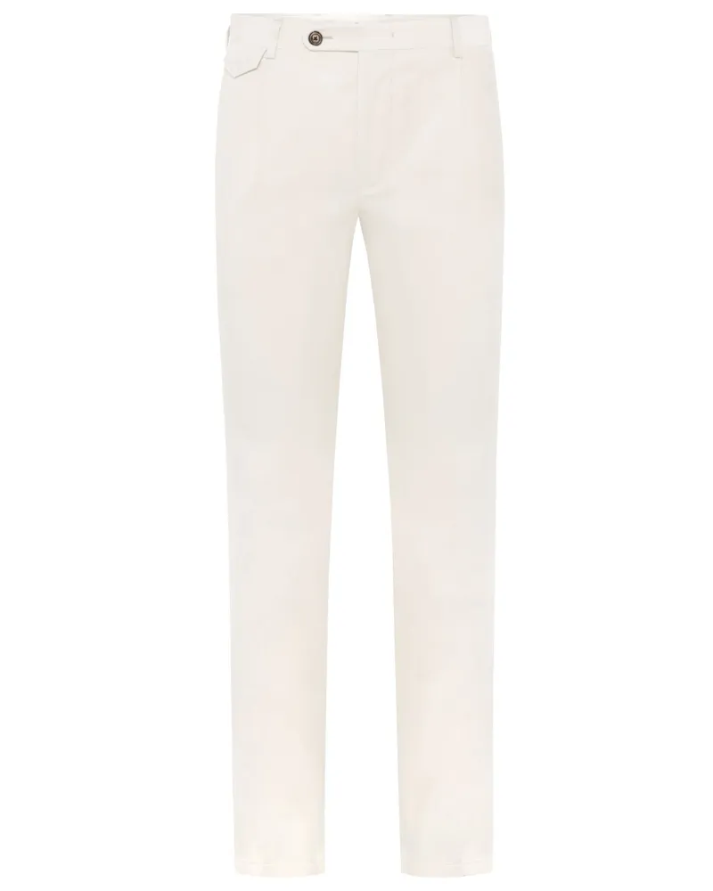 windsor. Feincordhose mit Bundfalte und Riegelverschluss am Bund in Offwhite
