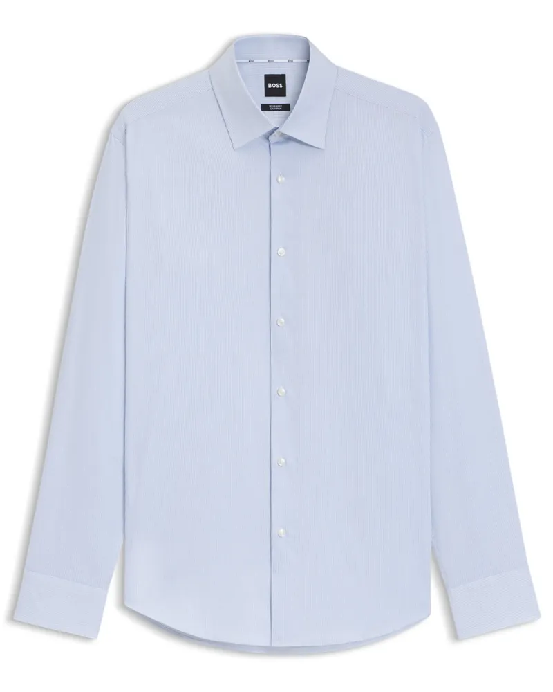 HUGO BOSS Stretch-Hemd mit Fineliner-Streifen, Regular Fit in Hellblau