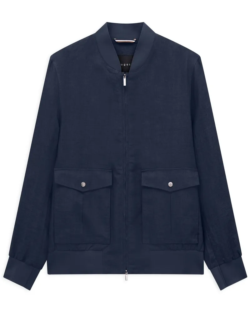 Bugatti Sommerliches Leinen-Blouson mit Zip in Marine