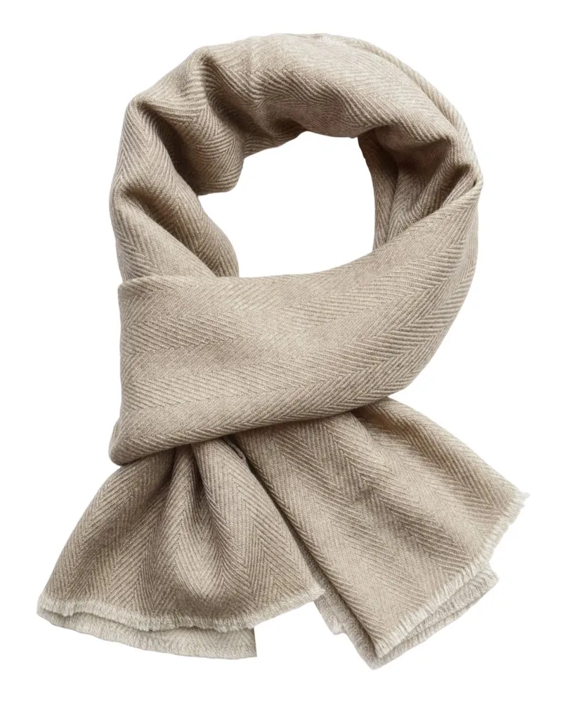 Gierre Milano Softer Schal aus Merinowolle mit Fischgrätstruktur in Beige