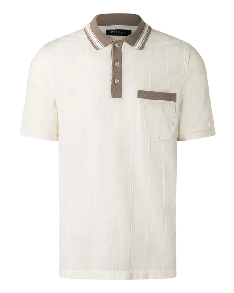 Maerz Leichtes Poloshirt in strukturiertem Retro-Look in Offwhite