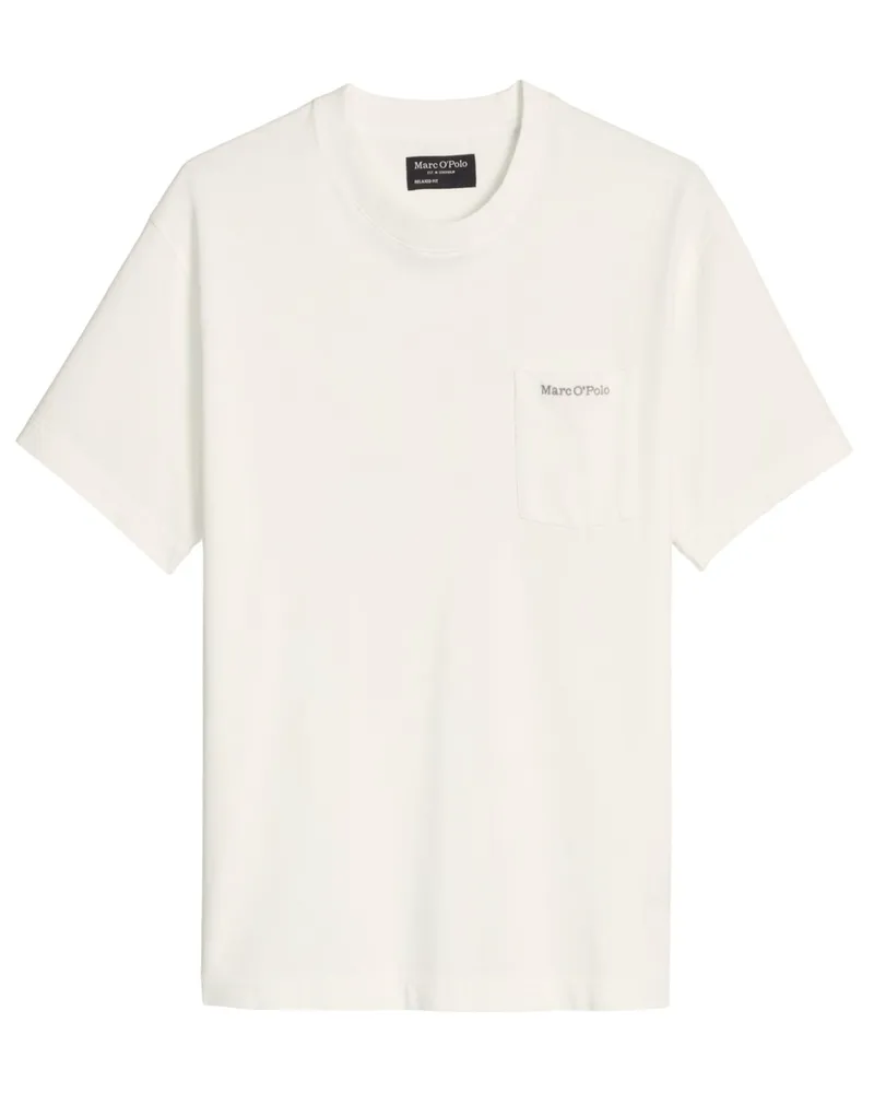 Marc O'Polo Garment Dyed T-Shirt mit Brusttasche, Relaxed Fit in Offwhite