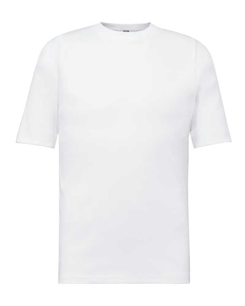 Drykorn Rippstrick T-Shirt mit O-Neck, Regular Fit in Weiß