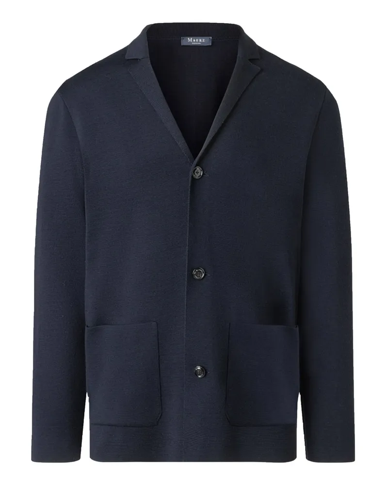 Maerz Strickjacke Milano aus Premium Garn-Merinowolle mit Reverskragen in Marine