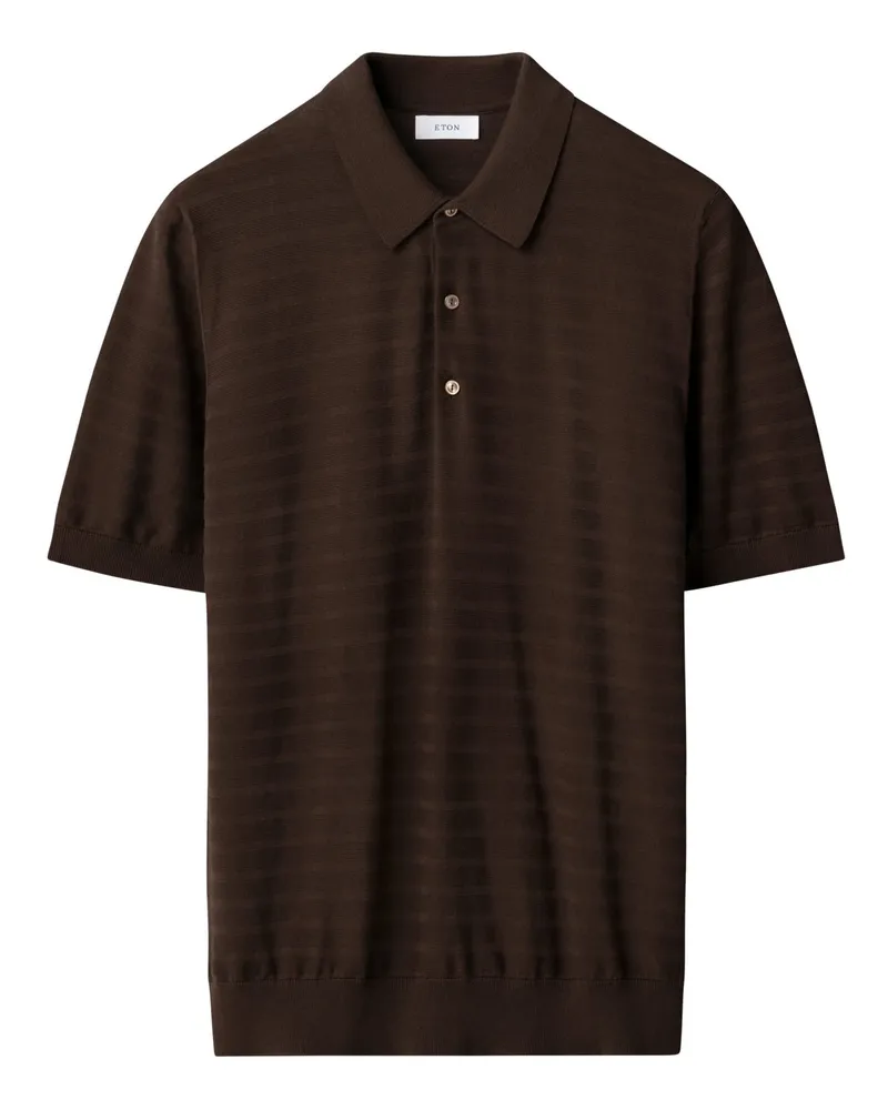 Eton Feintrick-Poloshirt mit horizontalen Streifen in Braun