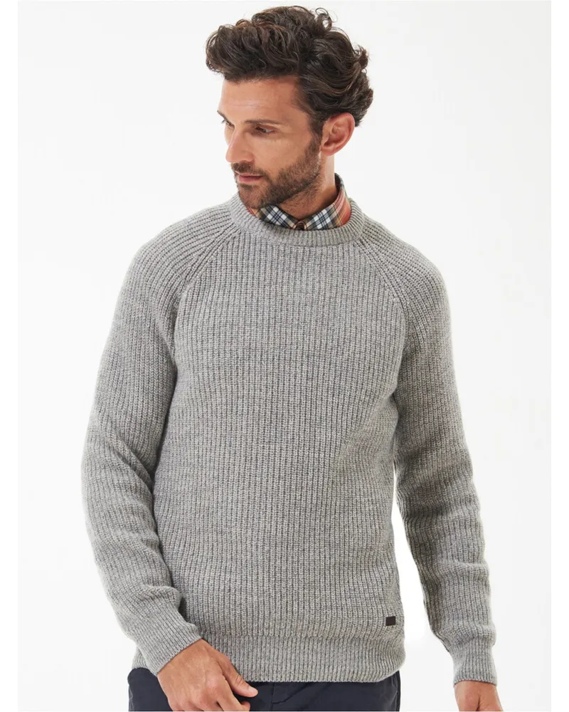 Barbour Melierter Pullover Horseford mit O-Neck in Grau