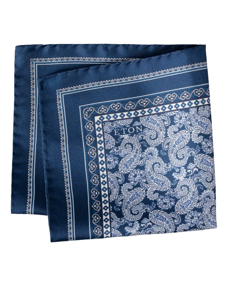 Eton Festliches Einstecktuch aus Seide mit Paisley-Muster in Marine