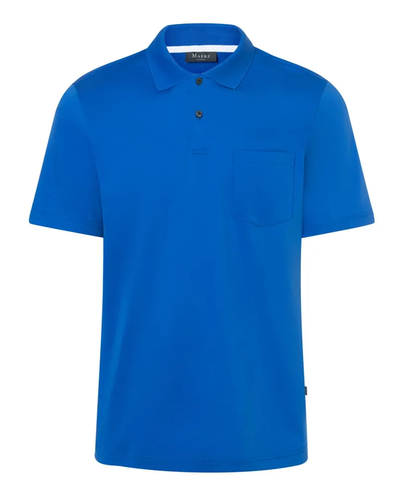 Maerz Poloshirt aus merzerisierter Baumwolle mit Brusttasche in Königsblau