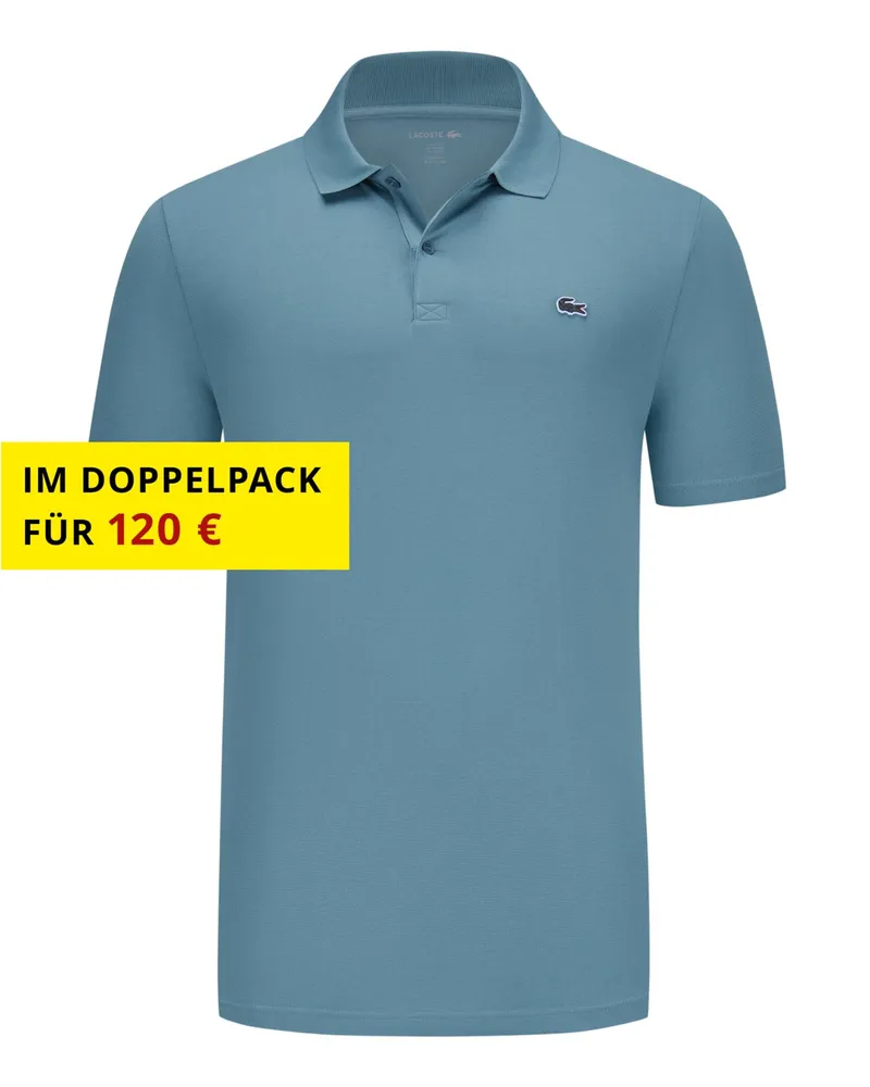 Lacoste Stretch-Poloshirt Waffelpique DH5522 mit Krokodil-Stickerei in Blau