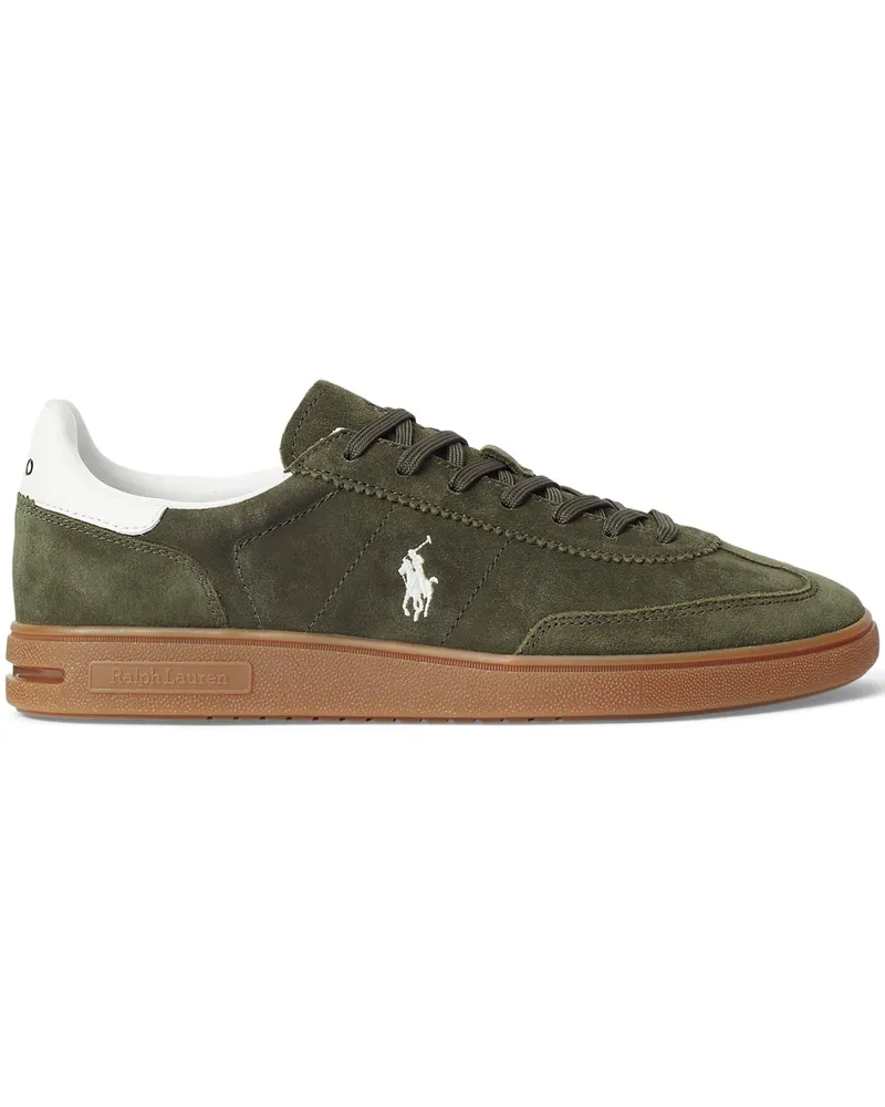 Ralph Lauren Low Top-Sneaker aus Veloursleder mit Pony-Stickerei in Grün