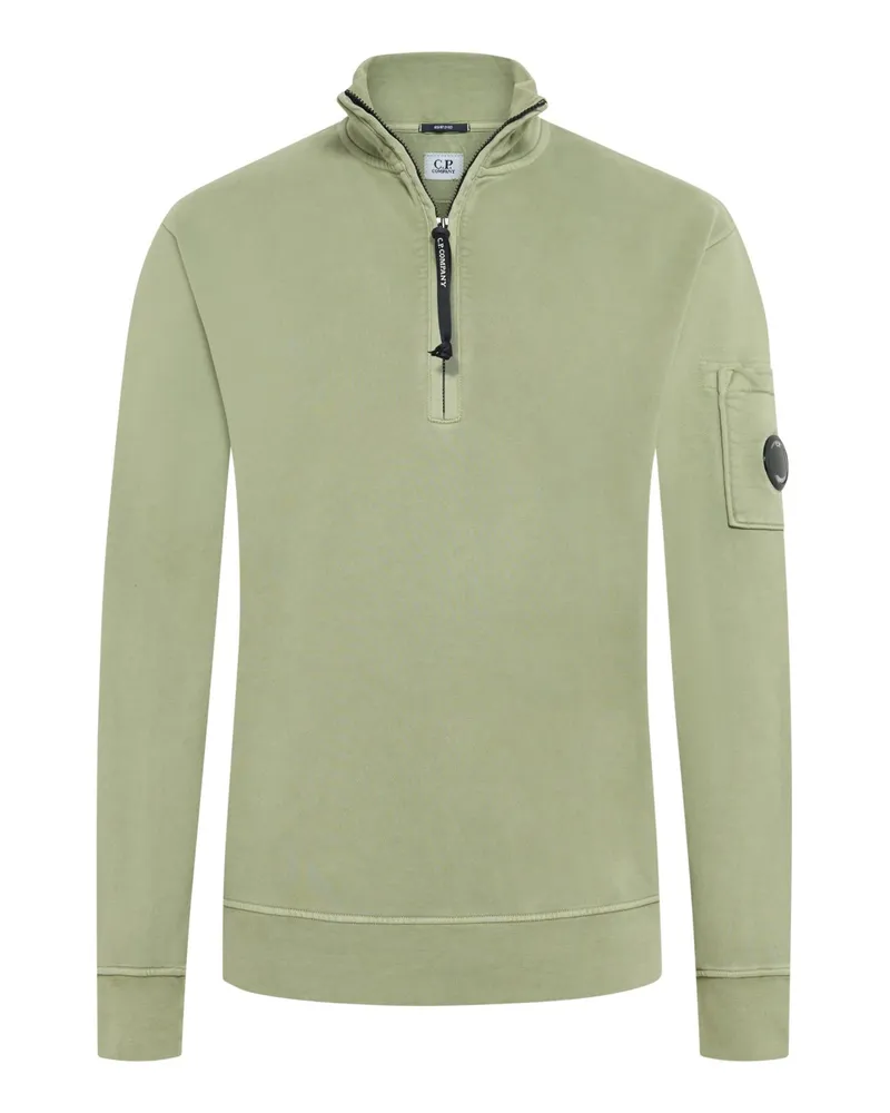 C.P. Company Sweatshirt mit Half-Zip in Fleece-Qualität in Grün
