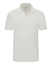 Tiger of Sweden Strick-Poloshirt mit Variokragen und Leinenanteil Offwhite