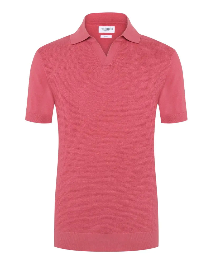 Tom Rusborg Leichtes Poloshirt aus Baumwolle mit Variokragen in Berry