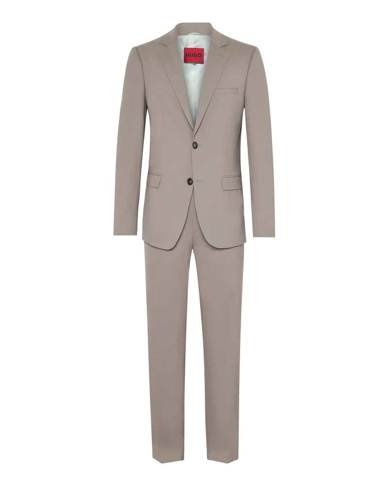 HUGO BOSS Einreihiger Anzug aus einem Woll-Mix mit fallendem Revers in Braun