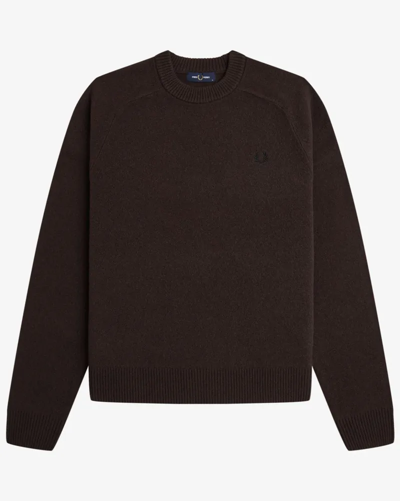 Fred Perry Woll-Pullover mit Logo-Stickerei in Braun