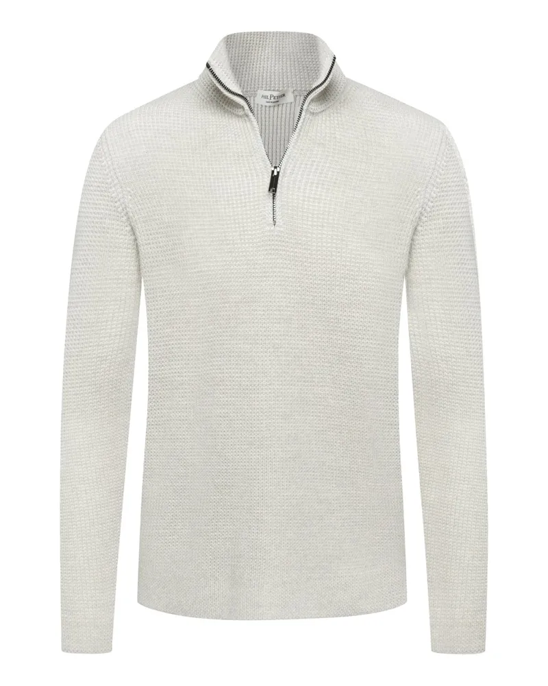 Phil Petter Softer Troyer aus extrafeiner Merinowolle in Bicolor-Optik in Offwhite
