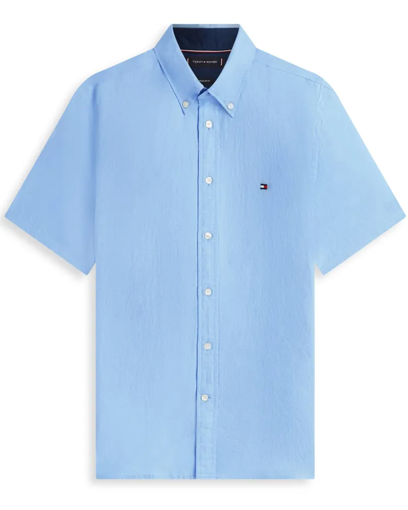 Tommy Hilfiger Kurzarmhemd aus Baumwolle und Leinen, Regular Fit in Hellblau