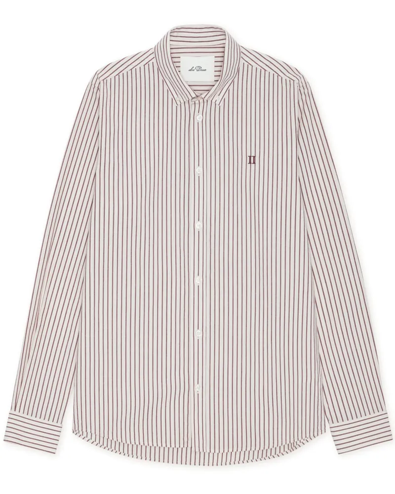 LES DEUX Leichtes Oxfordhemd aus Baumwolle mit Streifen, Regular Fit in Bordeaux