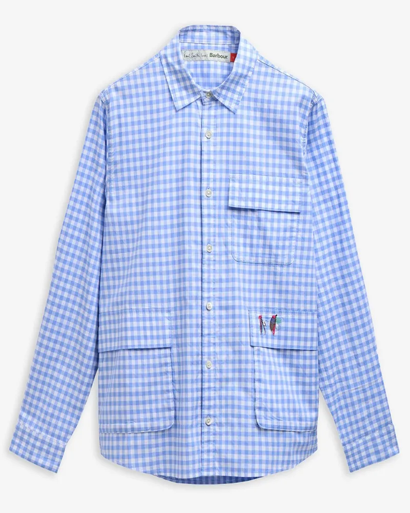 Barbour Paul Smith loves Barbour Baumwollhemd mit Karomuster und Pattentaschen in Mittelblau