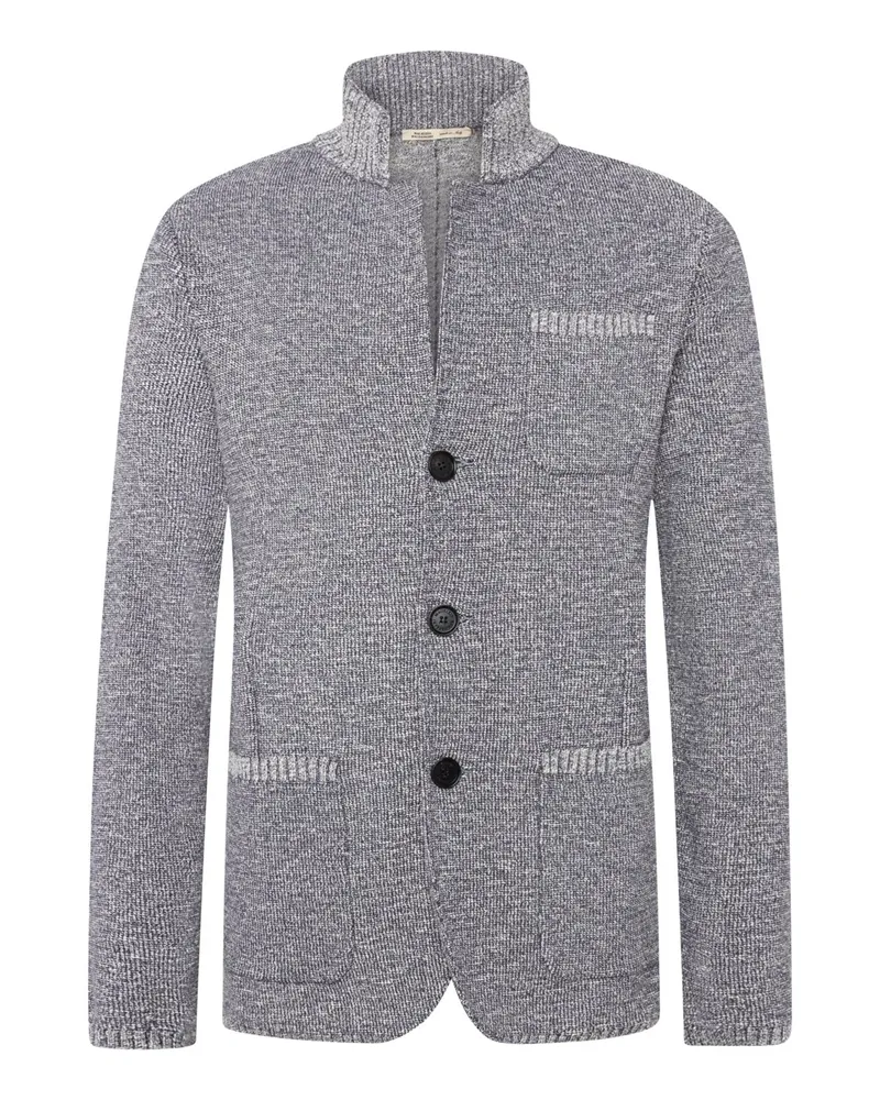 Maurizio Baldassari Cardigan in Sakko-Optik mit Mouliné-Baumwolle und Stehkragen in Grau