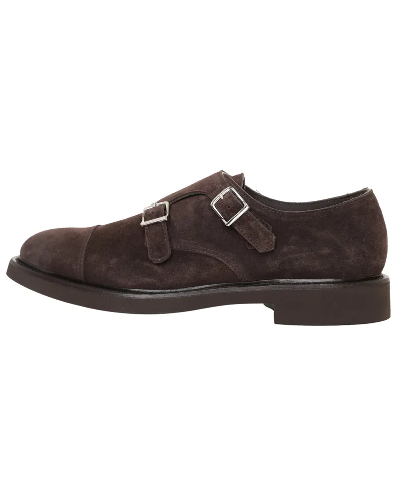 Doucal´s Doppelmonk-Schuhe aus Veloursleder mit flexibler Gummisohle in Dunkelbraun