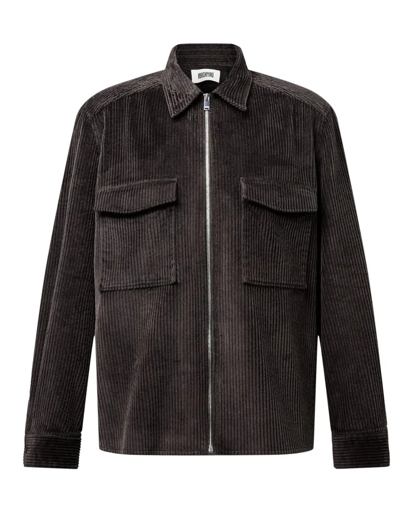 Drykorn Overshirt in Cord-Qualität mit aufgesetzten Brusttaschen in Dunkelbraun