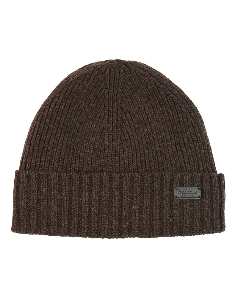 Barbour Mütze mit Fleece-Futter und Label-Aufnäher in Braun