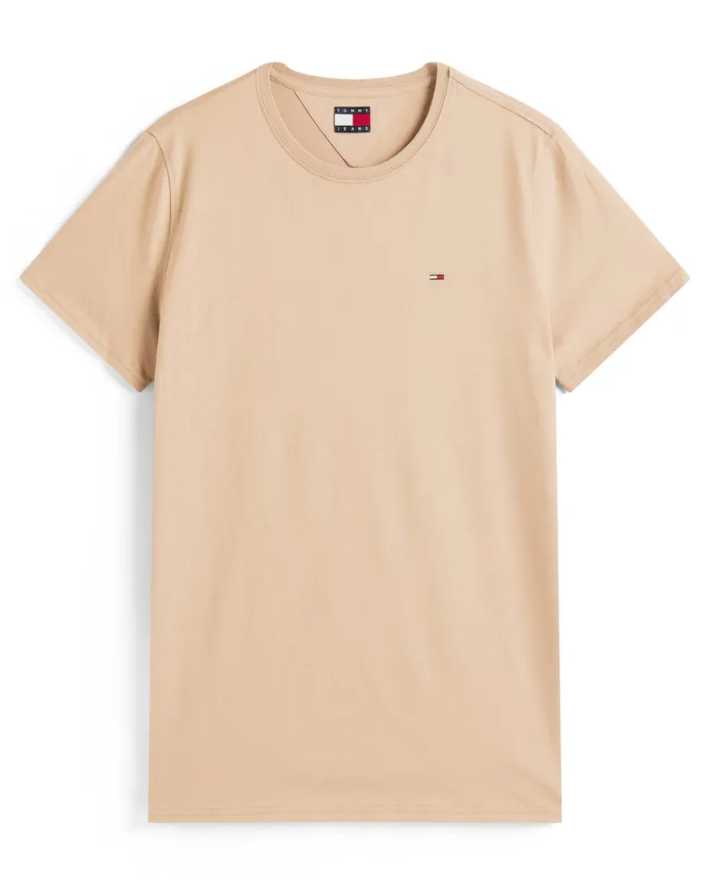 Tommy Hilfiger Jersey T-Shirt mit kleinem Logo-Aufnäher in Beige