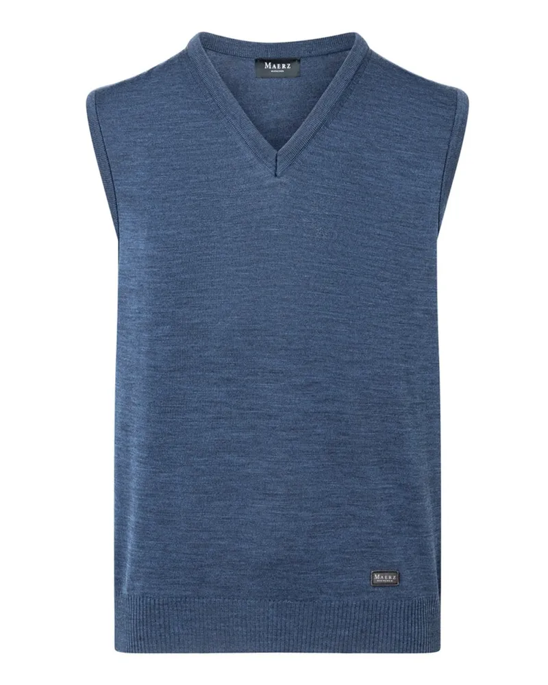 Maerz Leichter Pullunder aus Superwash-Merinowolle mit V-Neck, Regular in Blau
