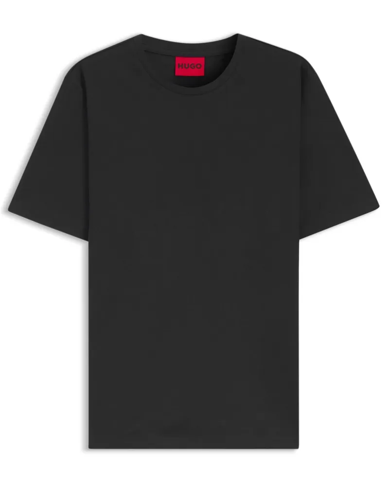HUGO BOSS T-Shirt aus Baumwolle mit Label-Aufnäher in Schwarz