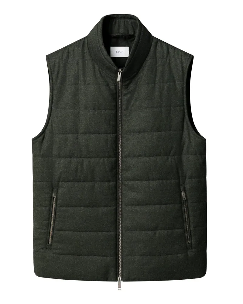 Eton Steppweste in Flanell-Qualität in Grün