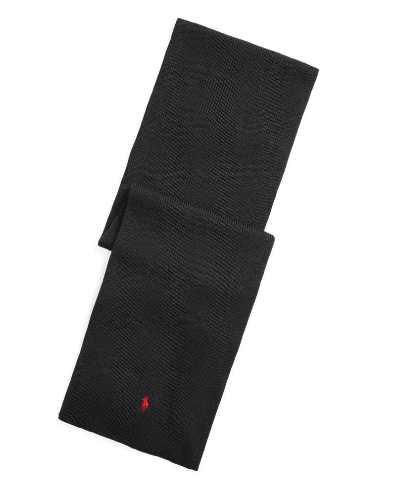 Ralph Lauren Schal aus waschbarem Merino-Rippstrick in Schwarz