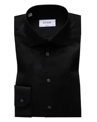 Eton Unifarbenes Hemd, Super Slim Fit Schwarz