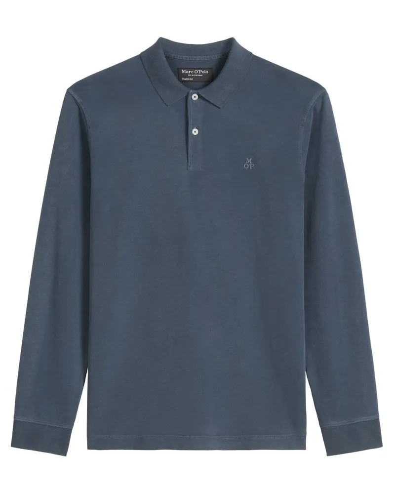Marc O'Polo Langarm-Poloshirt in Washed-Optik, Regular FIt in Marine