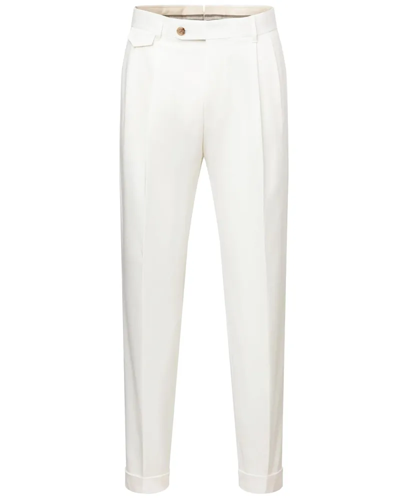 windsor. Anzughose aus Baumwolle und Stretch mit zwei Bundfalten, Shaped Fit in Offwhite