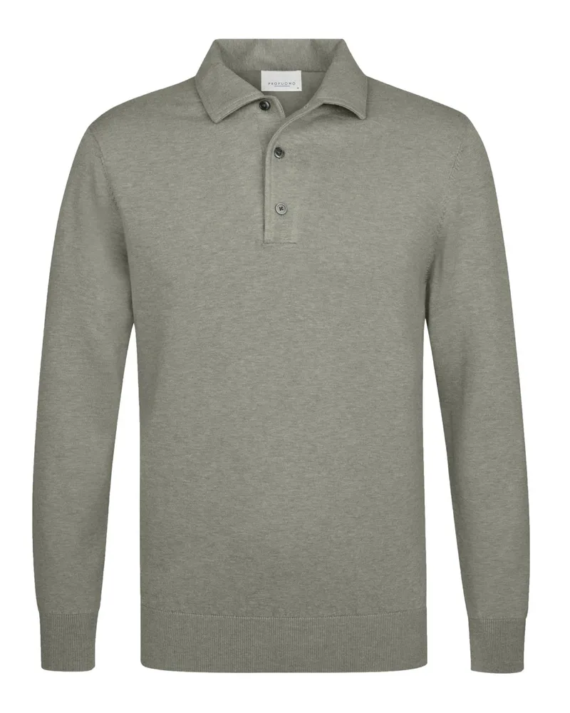 Profuomo Langarm Strick-Poloshirt mit Tencel™ in Grün