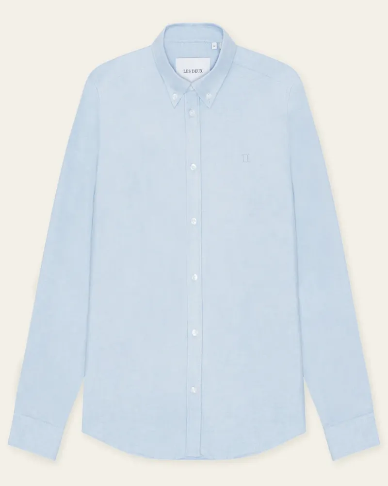 LES DEUX Blickdichtes Baumwollhemd in Oxford-Qualität mit Button Down-Kragen in Hellblau
