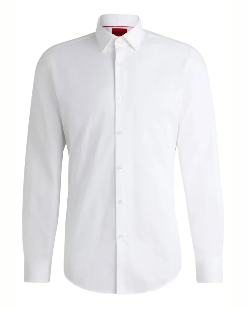HUGO BOSS Bügelleichtes Hemd in Popeline-Qualität, Slim Fit in Weiß