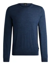 HUGO BOSS Leichter Pullover aus Schurwolle mit Rundhalsausschnitt Mittelblau