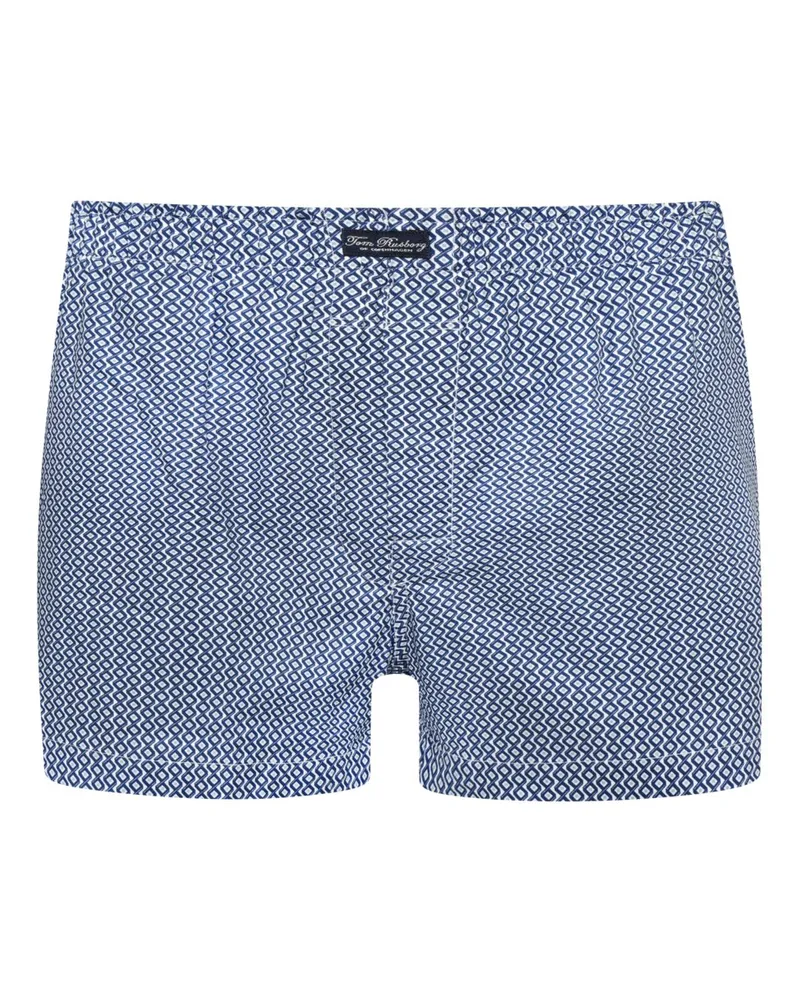 Tom Rusborg Gemusterte Boxershorts aus Baumwolle in Blau