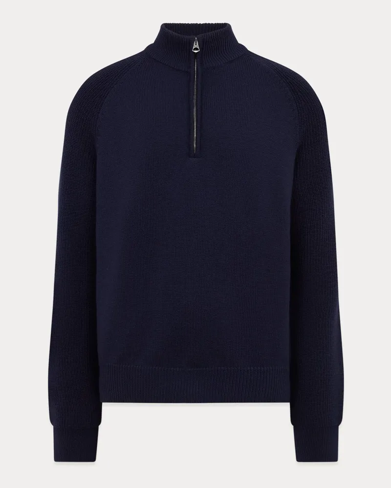 Belstaff Strick-Troyer aus Wolle mit Label-Aufnäher in Marine