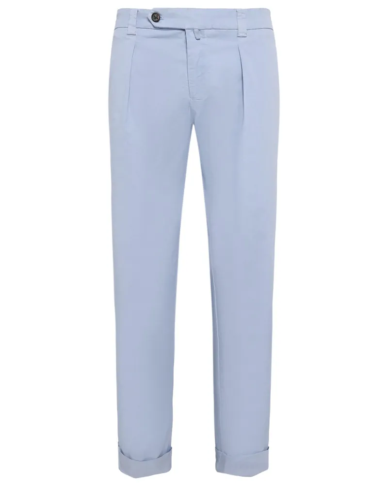 Berwich Chino Chiaia aus Baumwollstretch mit Bundfalte in Hellblau