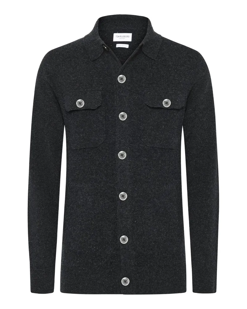 Tom Rusborg Leichtes Overshirt aus extrafeiner Merinowolle in Anthrazit